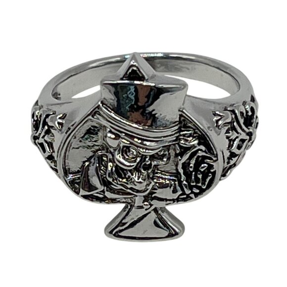 Skull Cowboy Ace Of Spades Stainless Steel Ring Size 14 A591 - Picture 4 of 8